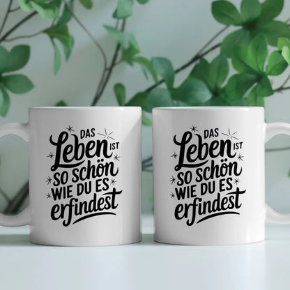 Spruchbilder Tasse mit handgefertigtem Zitat Das Leben ist so schön