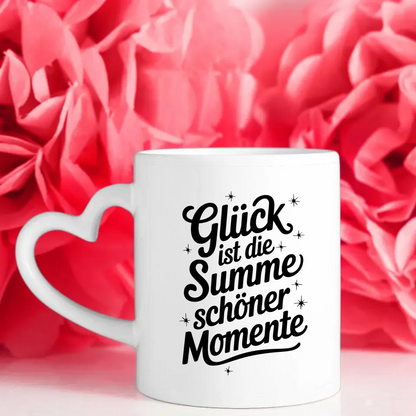 Tasse mit Spruch Glück ist die Summe schöner Momente als Geschenk