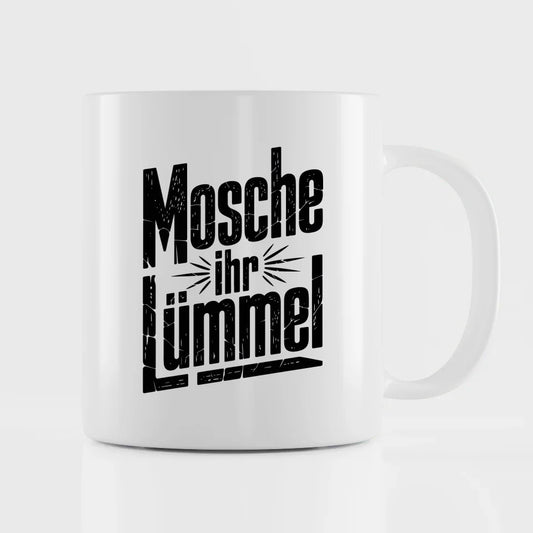 Lustige Sprüche Tasse mit Vintage Schriftzug Mosche ihr Lümmel