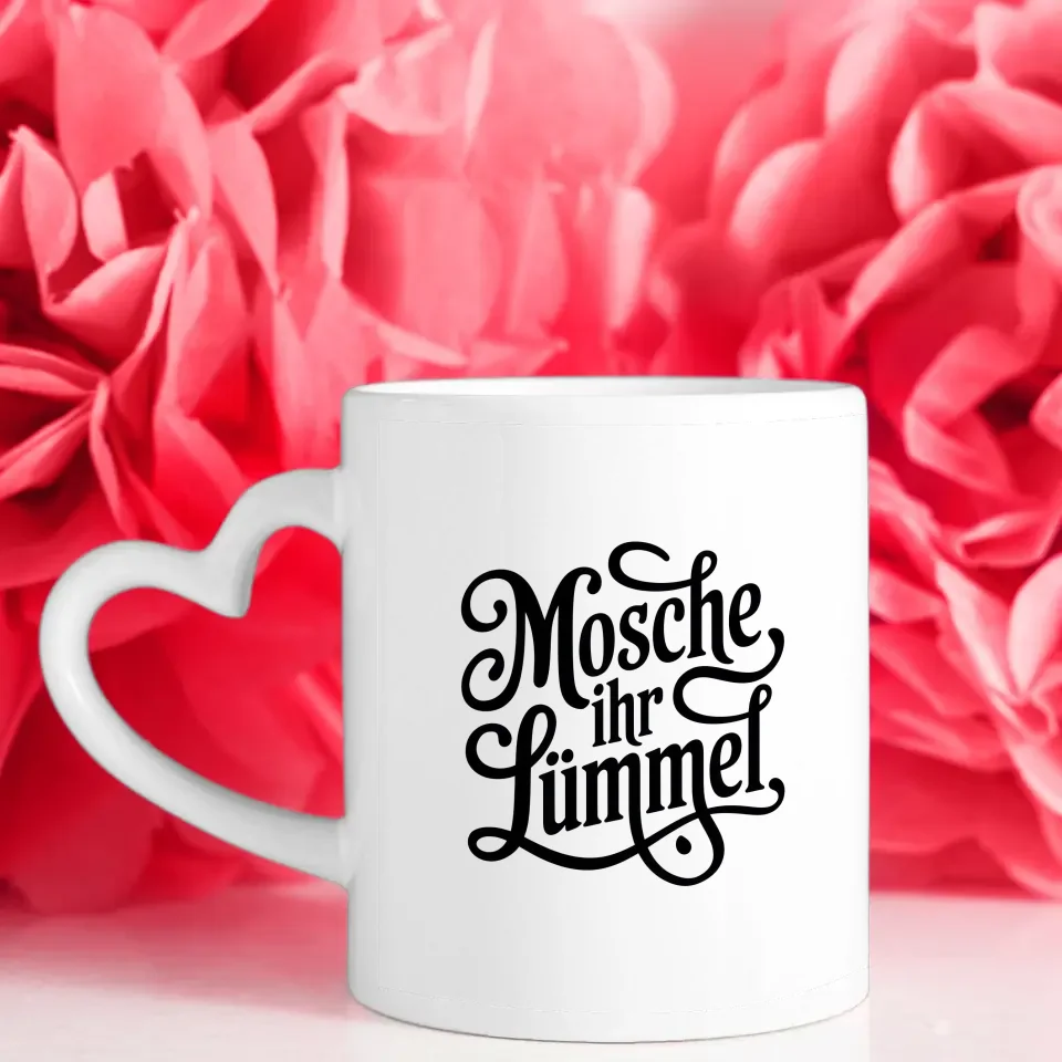 Lustige Sprüche Tasse Mosche ihr Lümmel Vintage Design Weiß