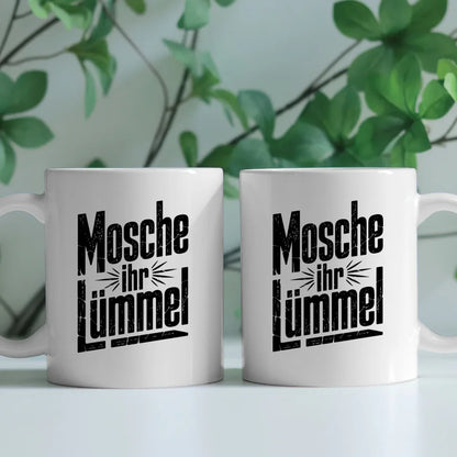 Lustige Sprüche Tasse mit Vintage Schriftzug Mosche ihr Lümmel