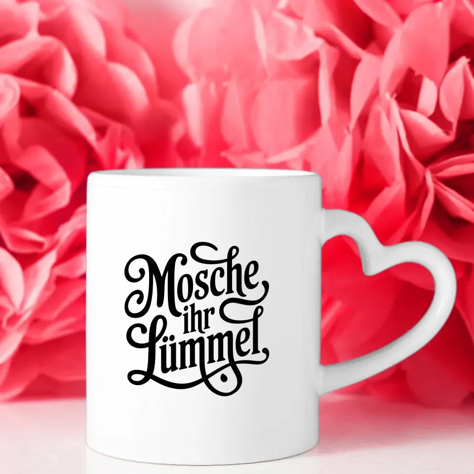 Lustige Sprüche Tasse Mosche ihr Lümmel Vintage Design Weiß