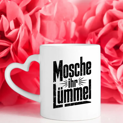 Lustige Sprüche Tasse mit Vintage Schriftzug Mosche ihr Lümmel