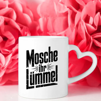 Lustige Sprüche Tasse mit Vintage Schriftzug Mosche ihr Lümmel