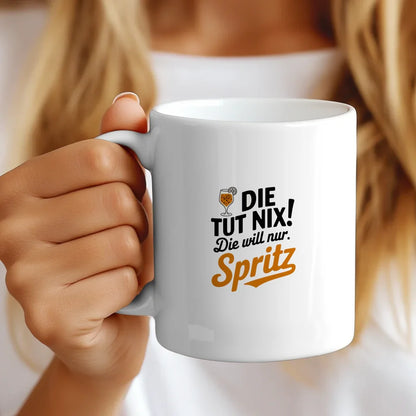 Lustige Sprüche Tasse mit Spritz Cocktail Design humorvoll