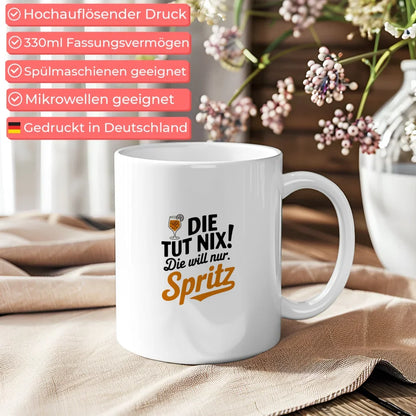 Lustige Sprüche Tasse mit Spritz Cocktail Design humorvoll