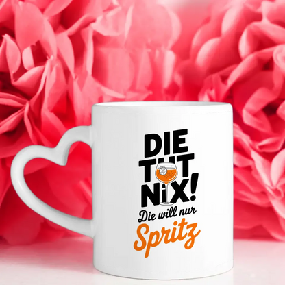 Lustige Sprüche Tasse mit Cocktail Glas und Spritz Design für Spaßliebhaber