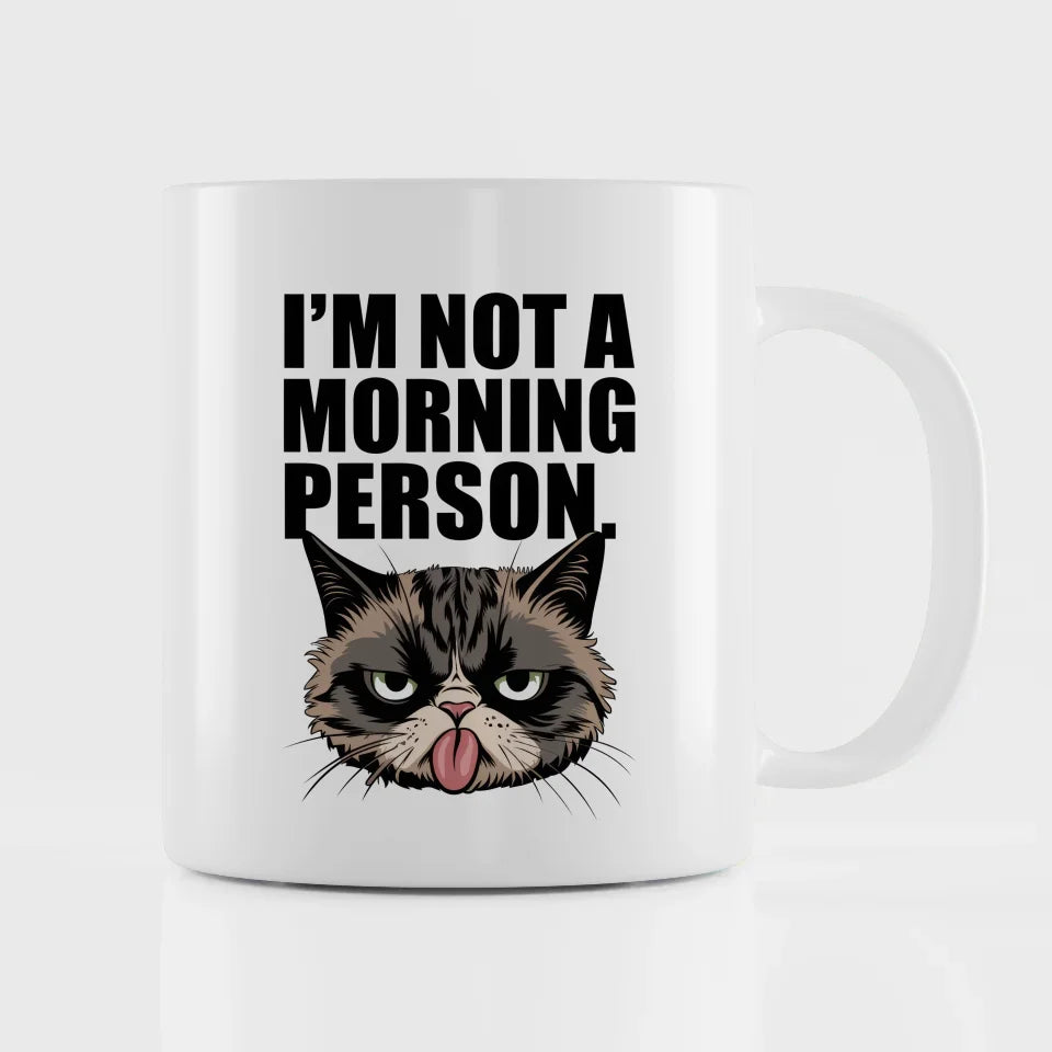 Lustige Tasse mit Spruch Ich bin kein Morgenmensch Katze