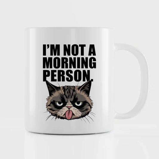 Lustige Tasse mit Spruch Ich bin kein Morgenmensch Katze