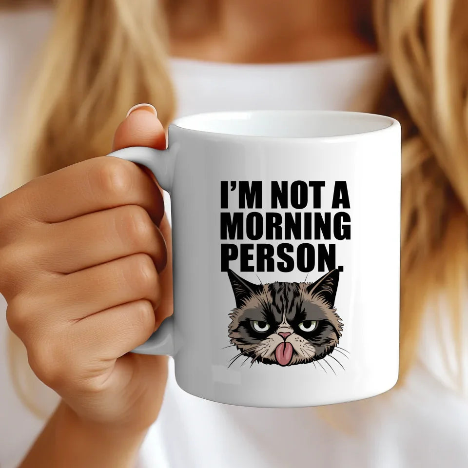 Lustige Tasse mit Spruch Ich bin kein Morgenmensch Katze