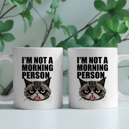 Lustige Tasse mit Spruch Ich bin kein Morgenmensch Katze