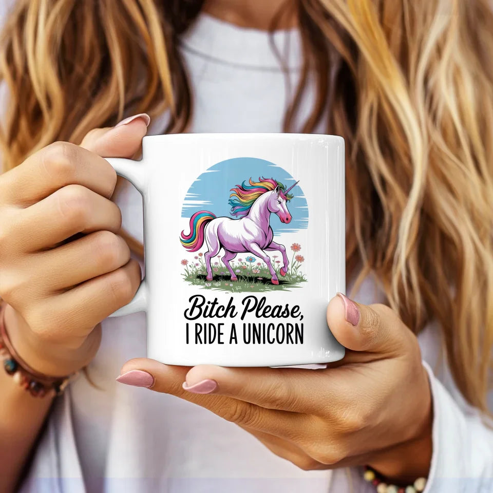 Tasse Einhorn mit Regenbogenmähne Blumenwiese Geschenkidee
