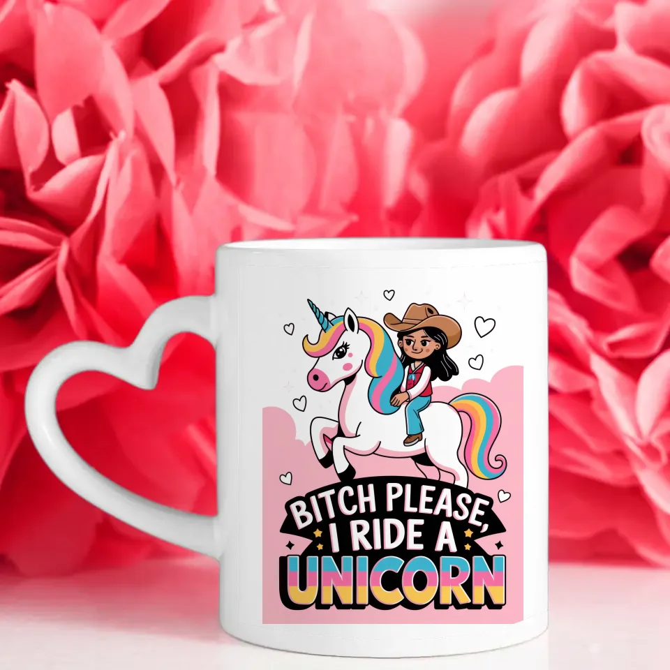 Einhorn Tasse mit Mädchen Cowboyhut buntem Design für Tierliebhaber