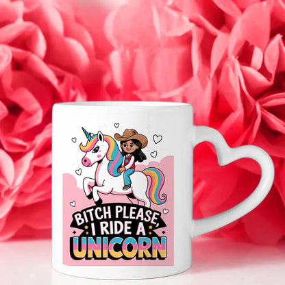 Einhorn Tasse mit Mädchen Cowboyhut buntem Design für Tierliebhaber