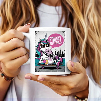 Stilvolle Tasse mit Einhorn Illustration für Tierliebhaber und Humor Fans