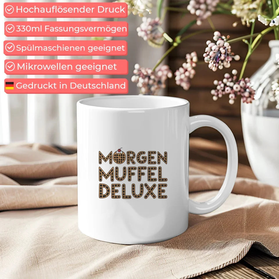 Waffelmuster Tasse Morgenmüffel deluxe für gute Laune