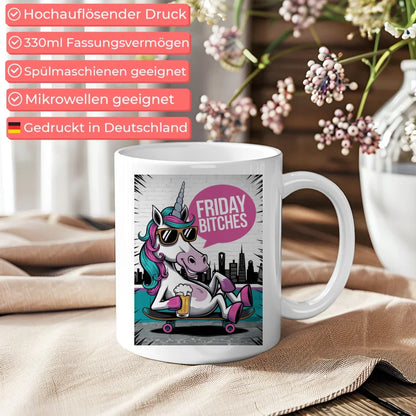 Stilvolle Tasse mit Einhorn Illustration für Tierliebhaber und Humor Fans