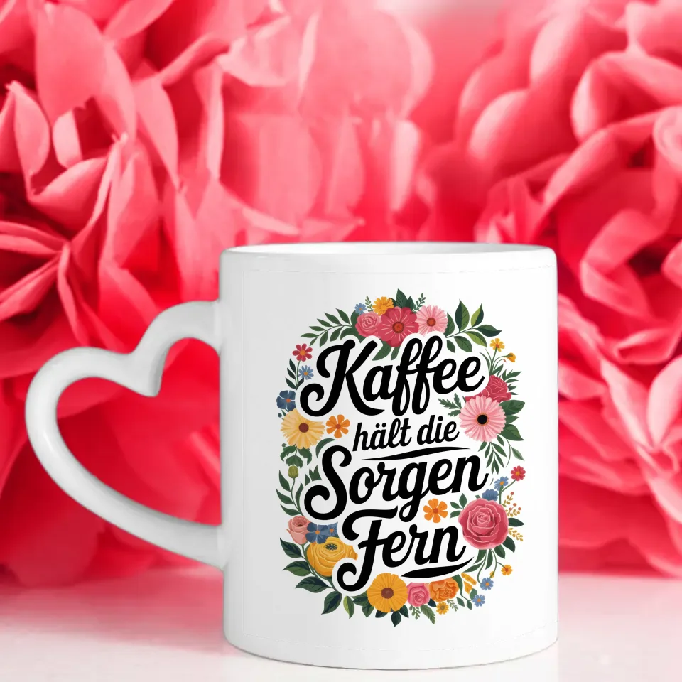 Lustige Sprüche Tasse Kaffee hält Sorgen fern