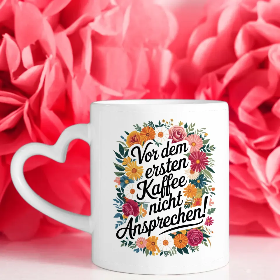 Lustige Tasse mit vor dem ersten Kaffe