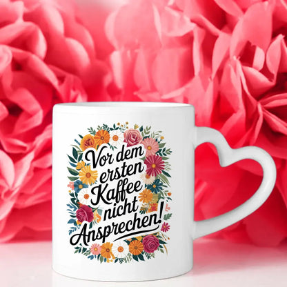 Lustige Tasse mit vor dem ersten Kaffe
