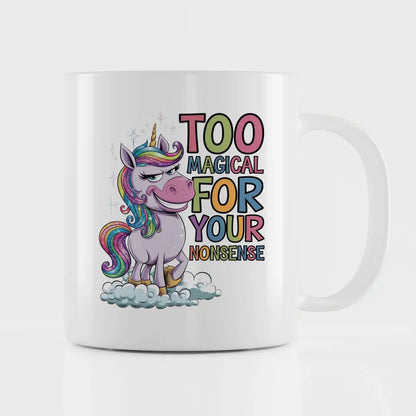 Bunte Tier Tasse mit skurrilem Einhorn und witzigem Zitat
