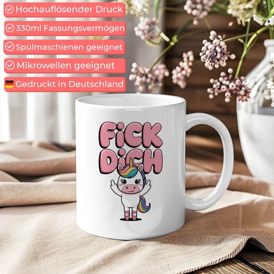 Lustige Tasse mit Einhorn und Ballettschuhen für Tierliebhaber