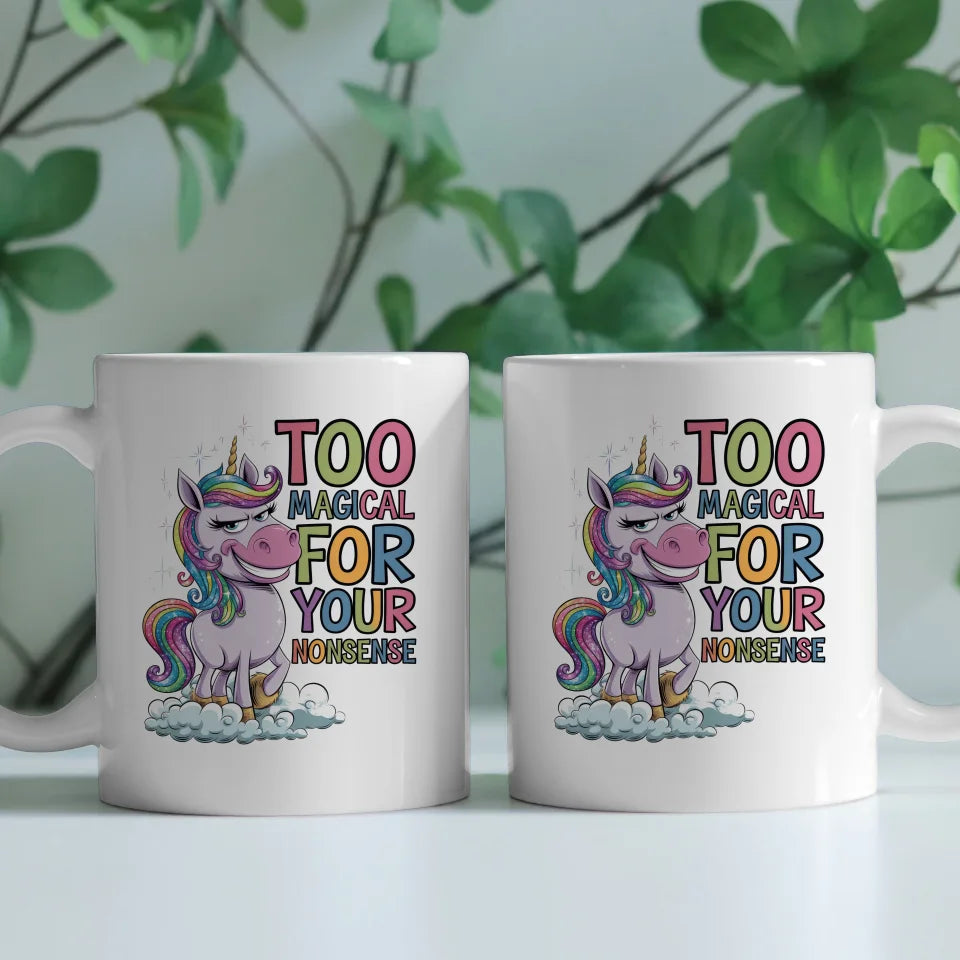 Bunte Tier Tasse mit skurrilem Einhorn und witzigem Zitat