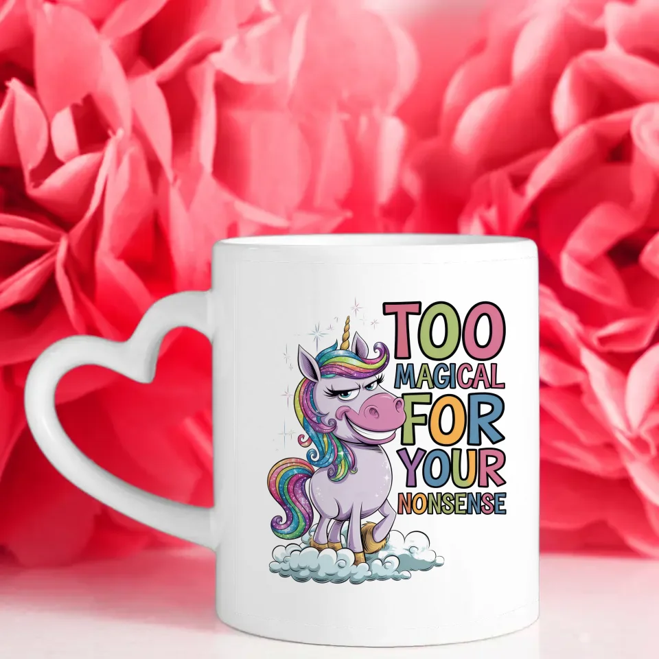 Bunte Tier Tasse mit skurrilem Einhorn und witzigem Zitat