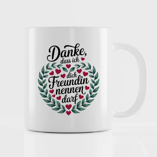 Tasse für beste Freundin Danke mit Herz und Vintage Flair