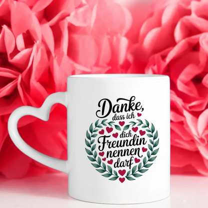 Tasse für beste Freundin Danke mit Herz und Vintage Flair