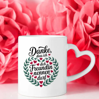 Tasse für beste Freundin Danke mit Herz und Vintage Flair