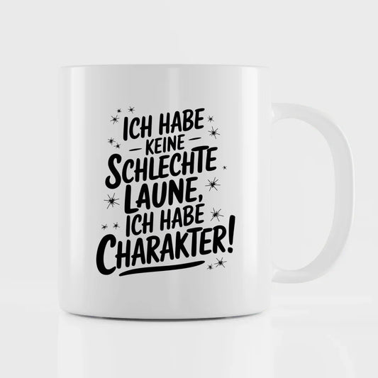 Lustige Sprüche Tasse mit Charakter und Sternen handgefertigt
