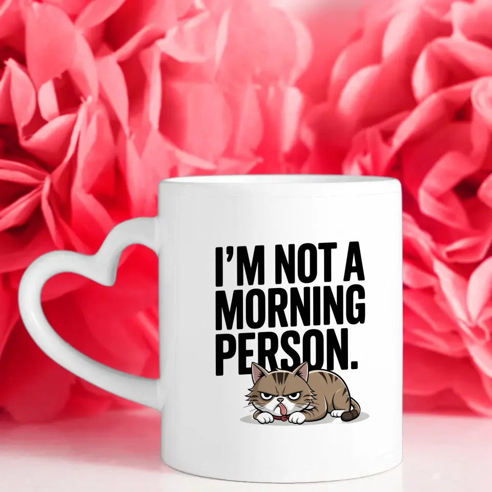 Lustige Tasse Ich bin kein Morgenmensch mit mürrischer Katze