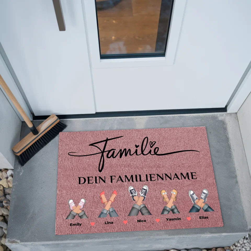 Personalisierte Fußmatte Familie Rosa kreative Geschenkidee für zuhause