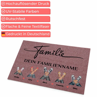 Personalisierte Fußmatte Familie Rosa kreative Geschenkidee für zuhause