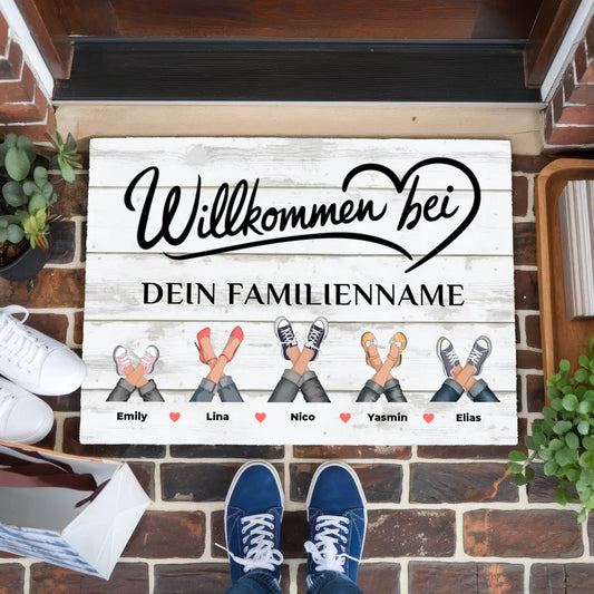 Personalisierte Fußmatte Willkommen Bei Vintage Weiß Sehr schön