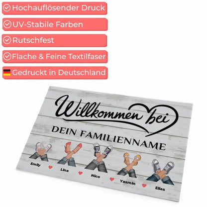 Personalisierte Fußmatte Willkommen Bei Vintage Weiß Sehr schön