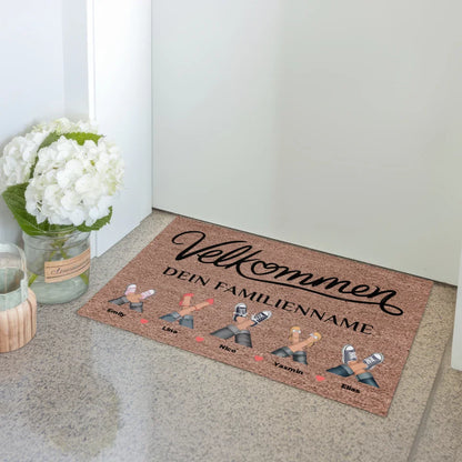 Familien Fußmatte mit Namen Dunkelbraun Willkommen Velkommen 3