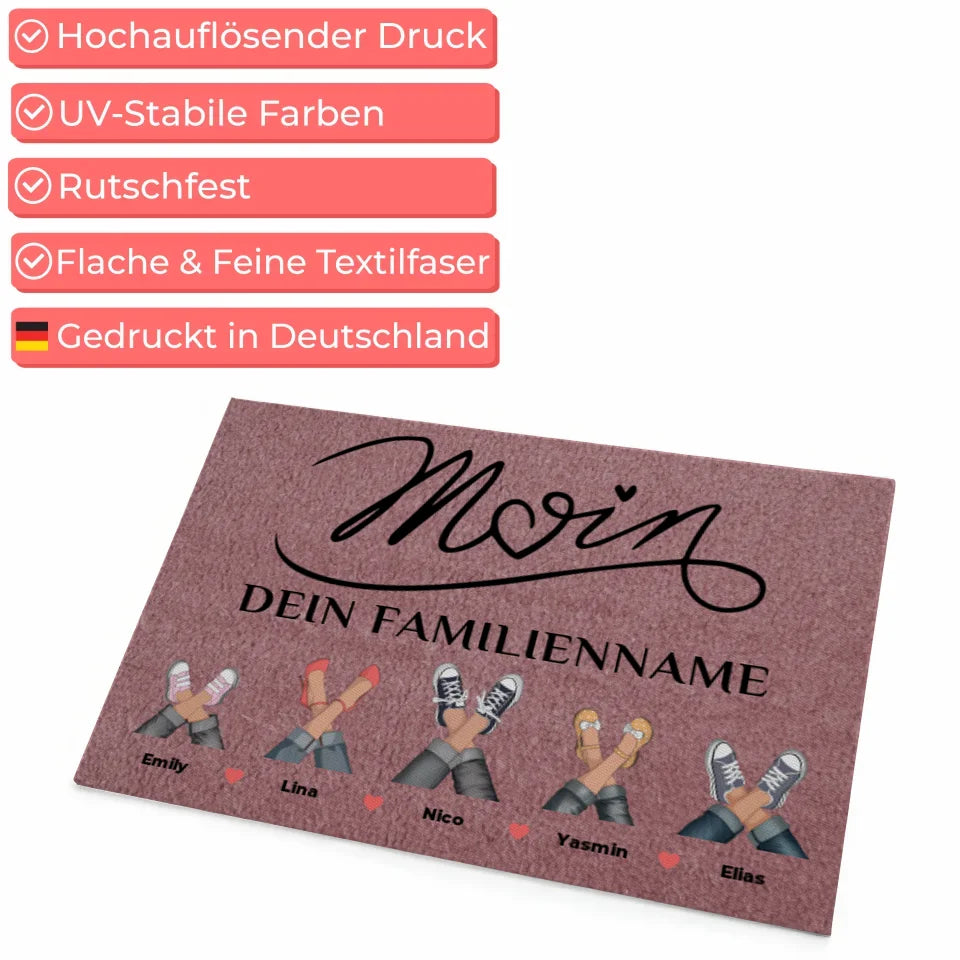 Personalisierte Fußmatte Willkommen Auf Deutsch Moin Rosa