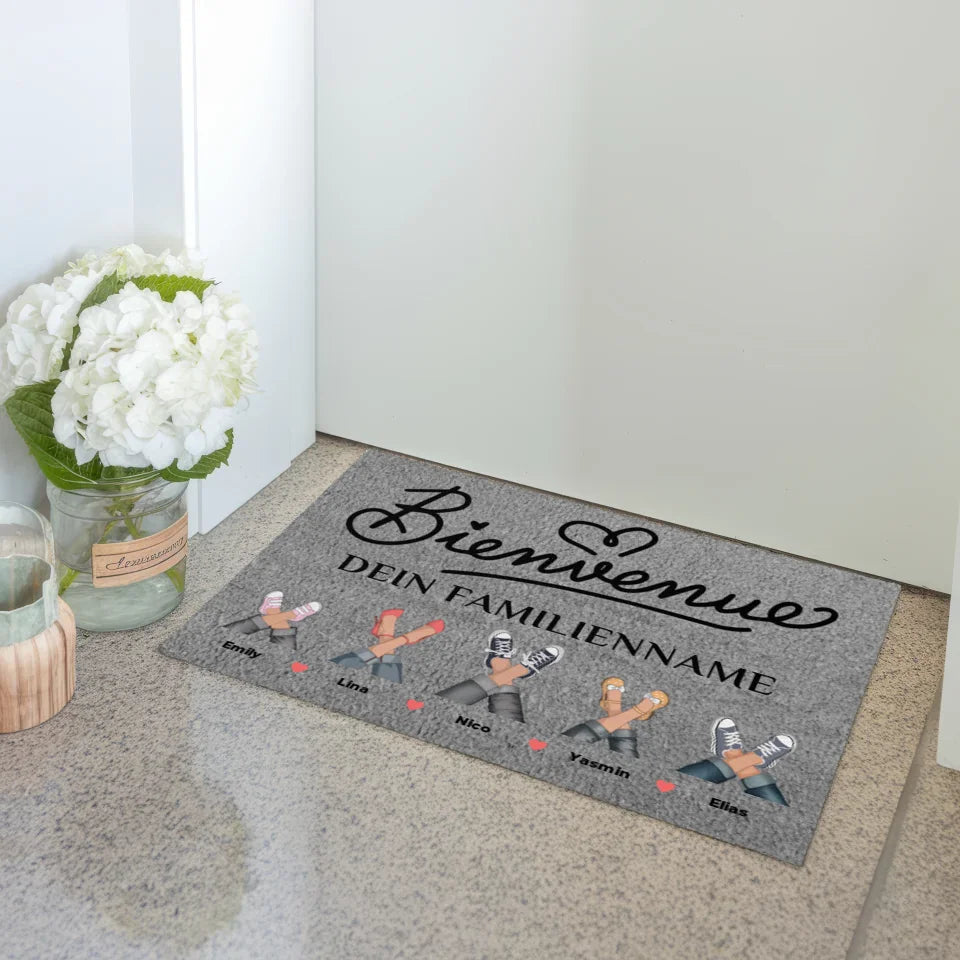 Personalisierte Fußmatte grau Willkommen Tervetuloa auf Finnisch 3