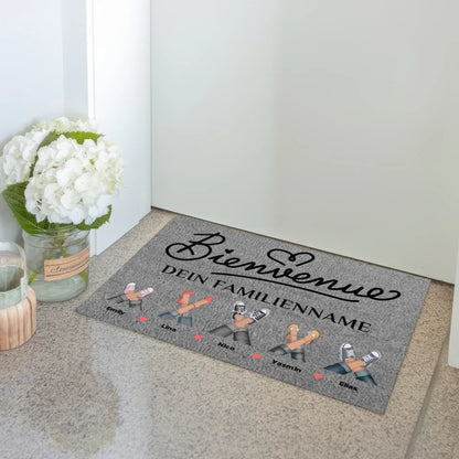 Personalisierte Fußmatte grau Willkommen Tervetuloa auf Finnisch 3