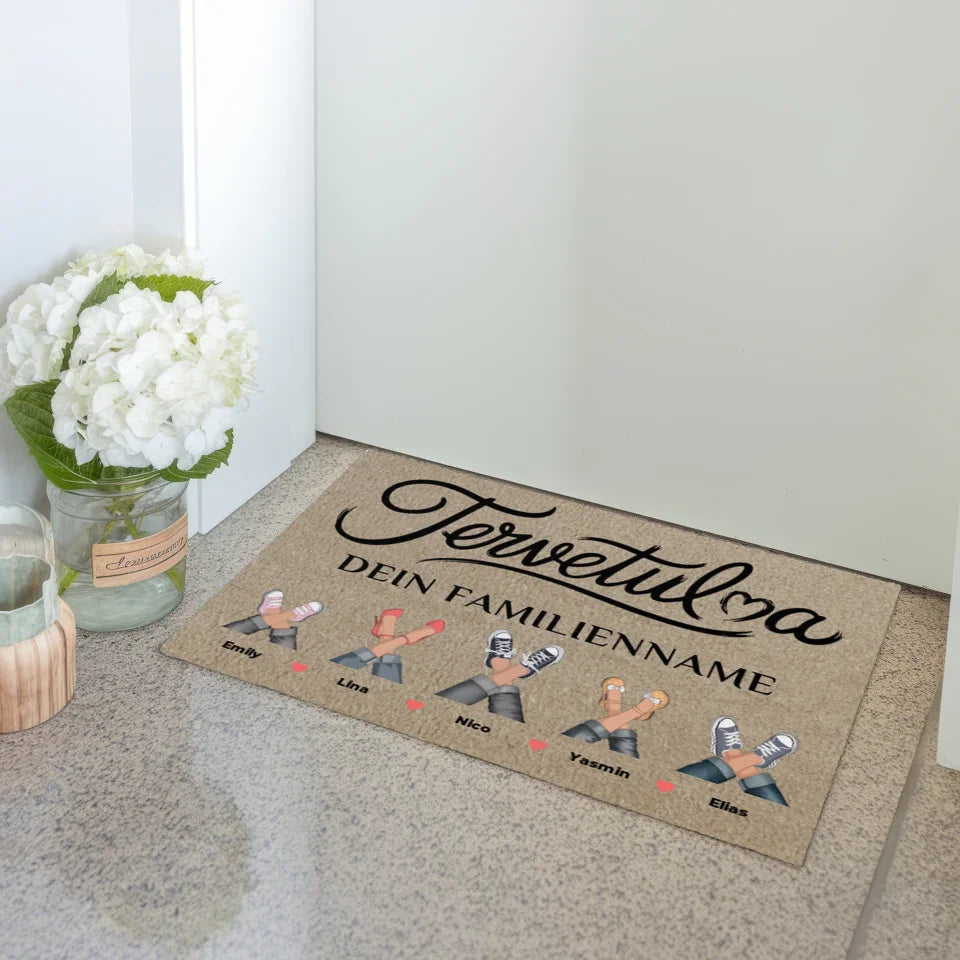 Fußmatte personalisiert Familie Beige Willkommen Auf Finnisch Tervetuloa 3