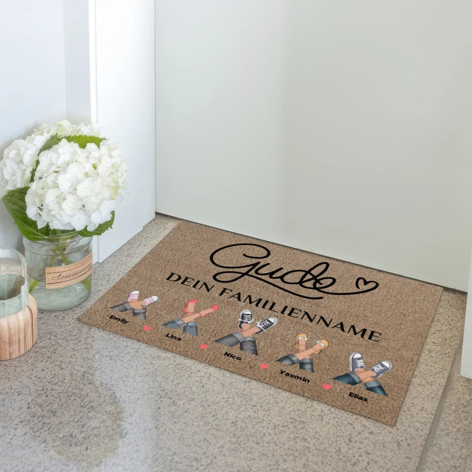 Personalisierte Familien Fußmatte Willkommen Auf Hessisch Gude Braun Hell 3