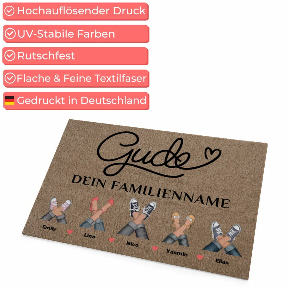 Personalisierte Familien Fußmatte Willkommen Auf Hessisch Gude Braun Hell 4