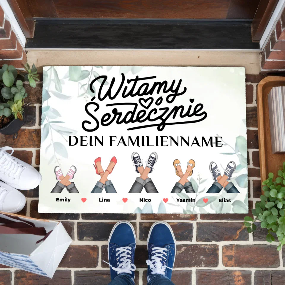 Personalisierte Familie Fußmatte Eukalyptus Stil Witamy Serdecznie