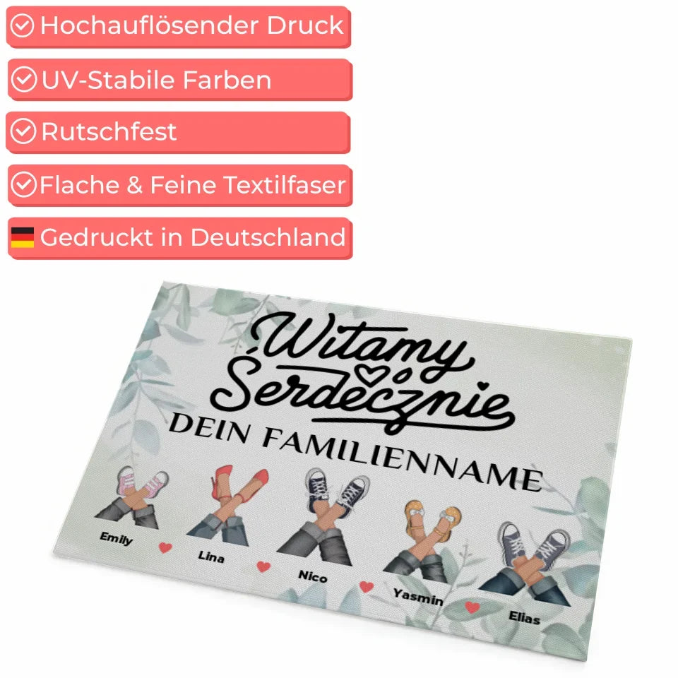 Personalisierte Familie Fußmatte Eukalyptus Stil Witamy Serdecznie