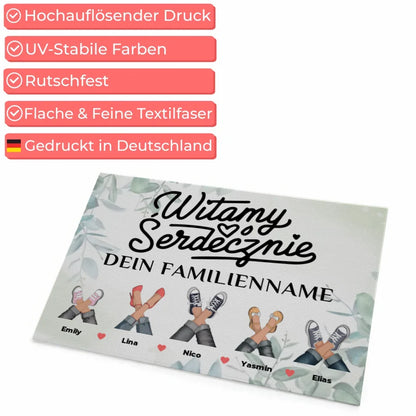 Personalisierte Familie Fußmatte Eukalyptus Stil Witamy Serdecznie