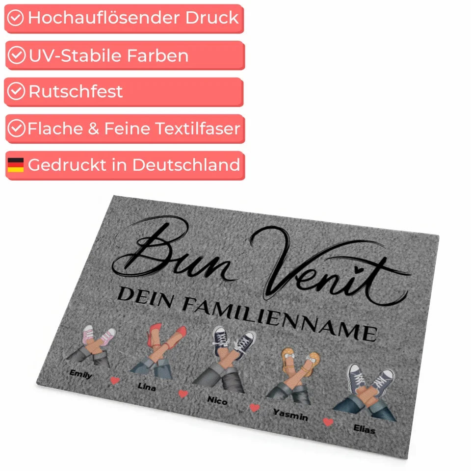 Personalisierte Fußmatte Grau mit Namen Willkommen Auf Rumänisch Bun Venit 4
