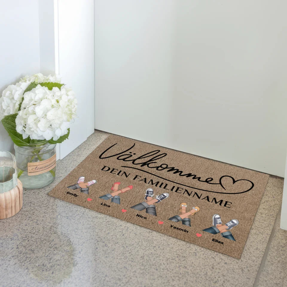 Personalisierte Fußmatte Willkommen Auf Schwedisch Braun Hell 3