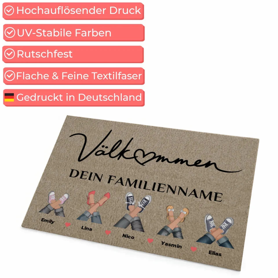 Personalisierte Fußmatte Beige Willkommen Auf Schwedisch Välkommen